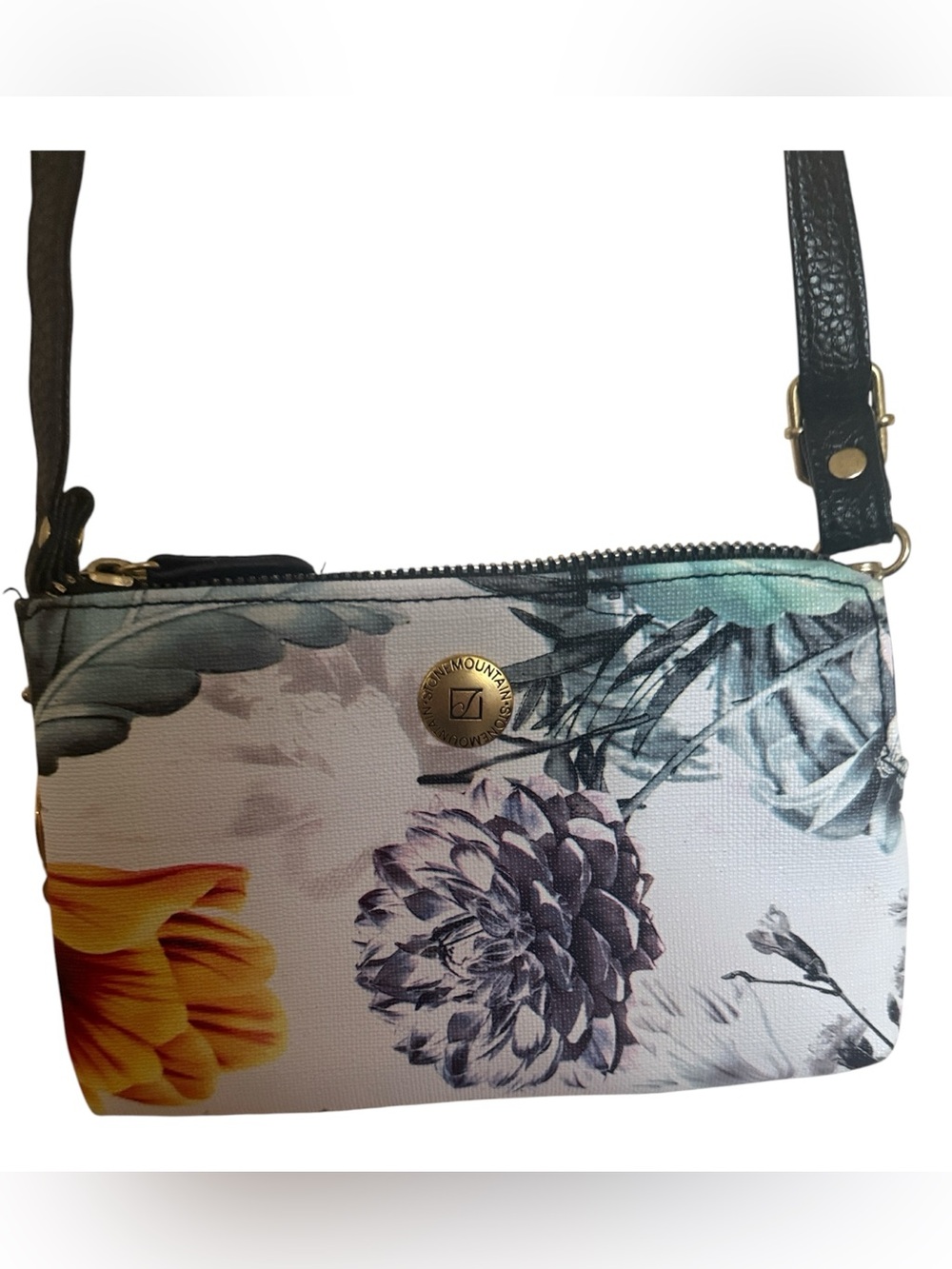 Stone Mountain crossbody, white with multi-color floral print